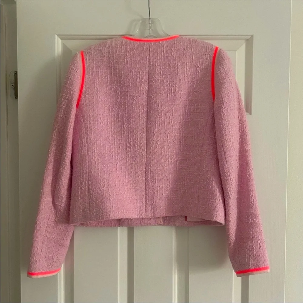 J.Crew Pink & Coral Tweed Boxy Lady Stye Blazer Jacket 8